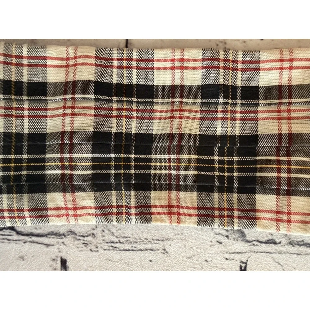 Vintage Cummerbund White Black Red Tartan‎ Plaid Cotton Adjustable to 44